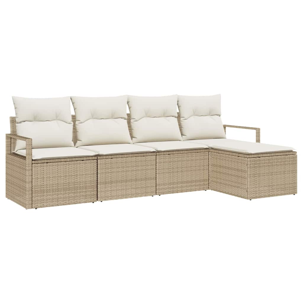 Garten-Sofa-Set mit Kissen mit Speicher 5 pcs Beige und Creme